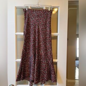 Topshop Red and White Floral Skirt